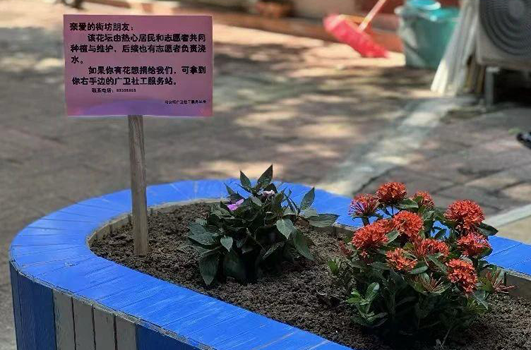 美化後的花壇,居民還細心地加上標示。